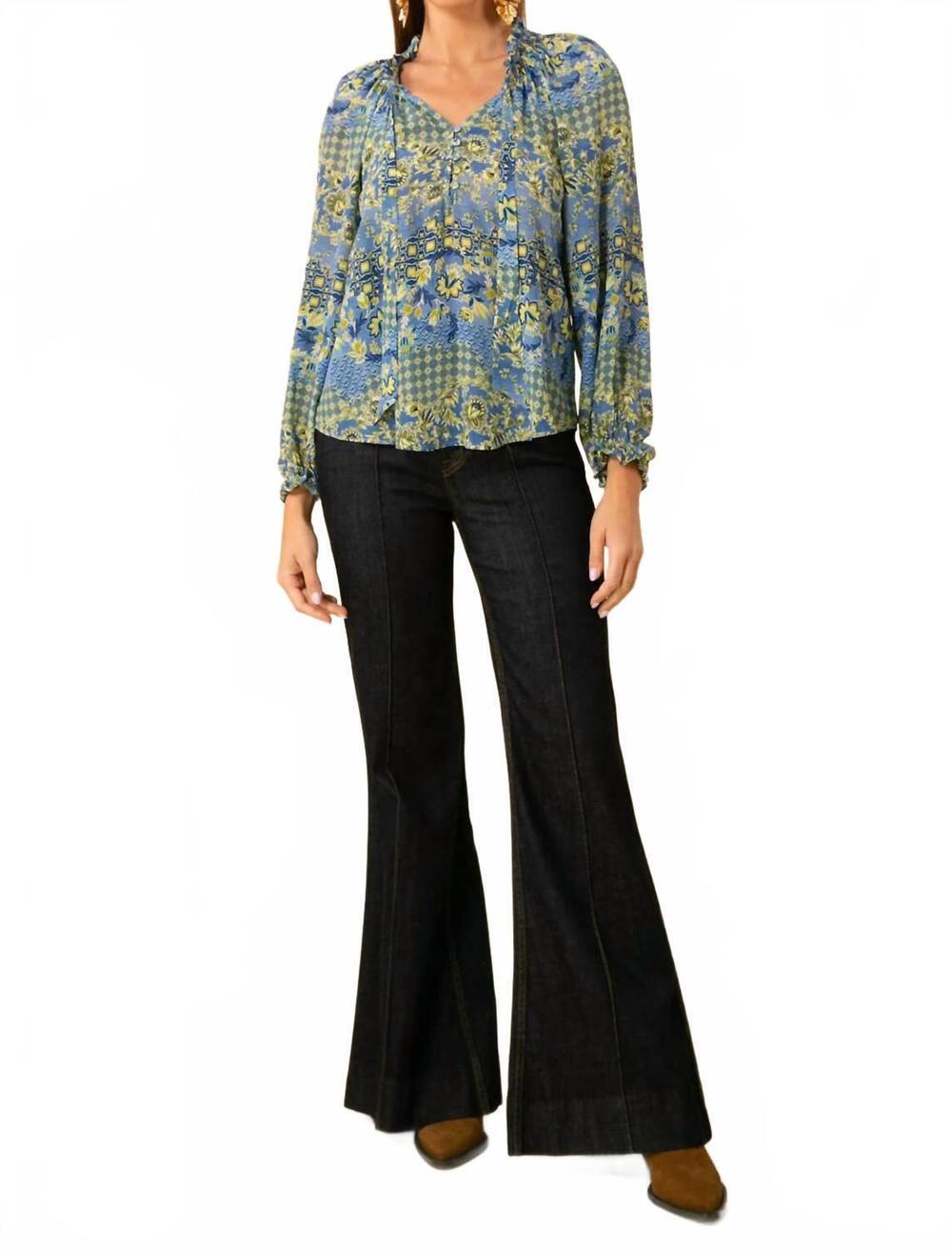 NEW HALE BOB raelyn silk top in blue